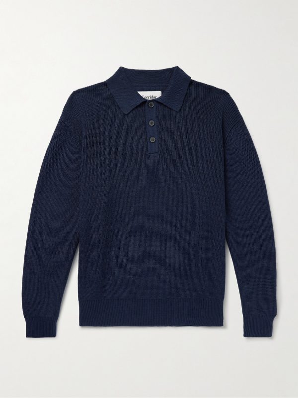 Ribbed Organic Mercerised Cotton Polo Shirt