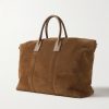 Leather-Trimmed Suede Tote Bag - BK Leather-Trimmed Suede Tote Bag - BK