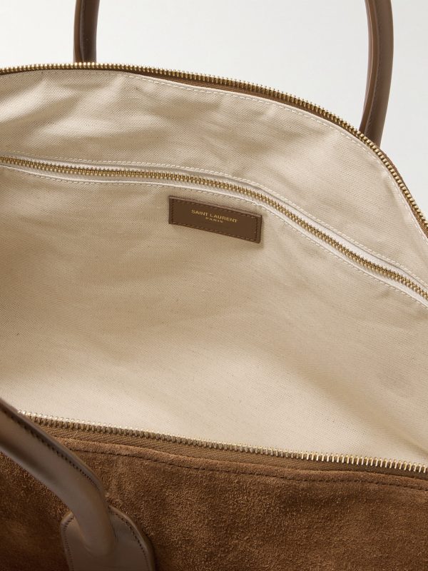 Leather-Trimmed Suede Tote Bag - E1 Leather-Trimmed Suede Tote Bag - E1