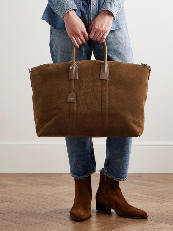 Leather-Trimmed Suede Tote Bag - E2 Leather-Trimmed Suede Tote Bag - E2