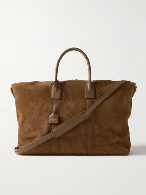 Leather-Trimmed Suede Tote Bag