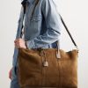 Leather-Trimmed Suede Tote Bag - OU Leather-Trimmed Suede Tote Bag - OU