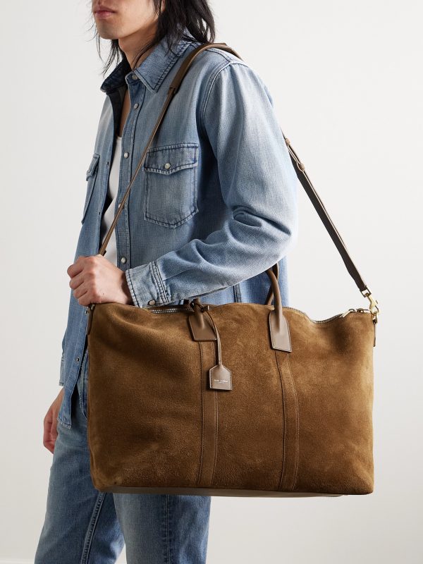 Leather-Trimmed Suede Tote Bag - OU Leather-Trimmed Suede Tote Bag - OU