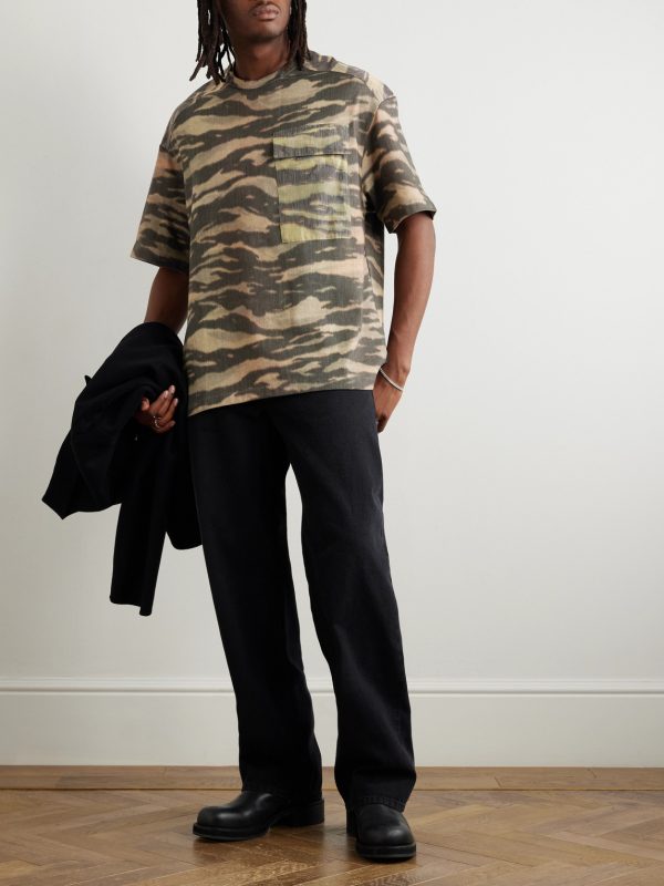 Printed Shell-Trimmed Cotton-Jersey T-Shirt - OU Printed Shell-Trimmed Cotton-Jersey T-Shirt - OU