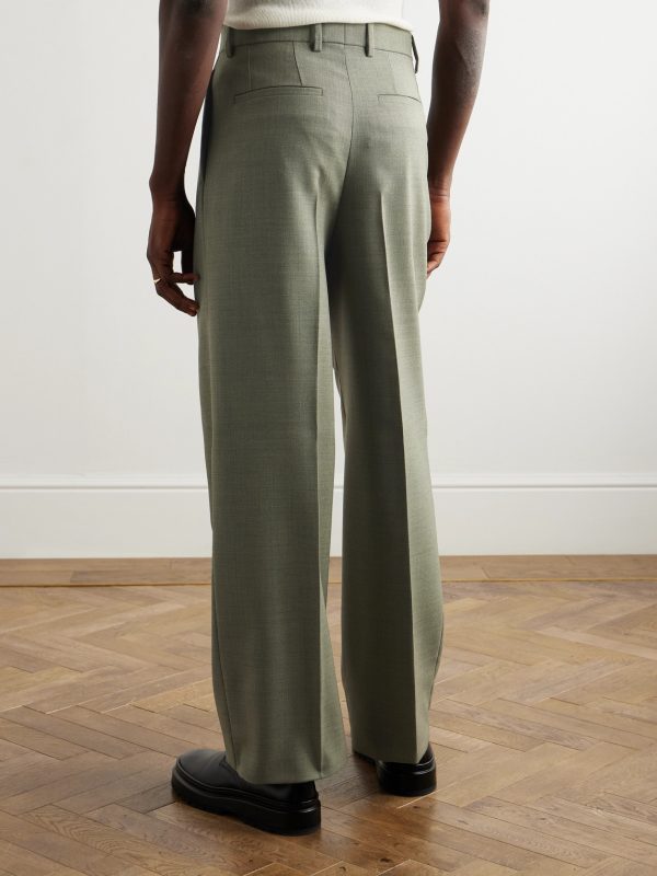 Wide-Leg Pleated Mohair and Wool-Blend Trousers - BK Wide-Leg Pleated Mohair and Wool-Blend Trousers - BK