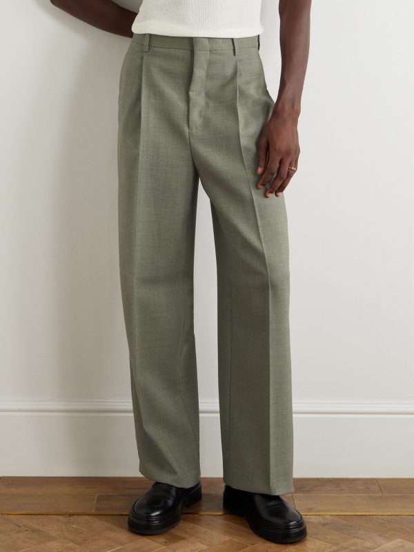 Wide-Leg Pleated Mohair and Wool-Blend Trousers - FR Wide-Leg Pleated Mohair and Wool-Blend Trousers - FR