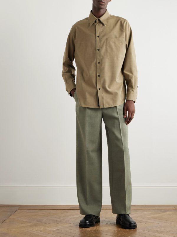 Wide-Leg Pleated Mohair and Wool-Blend Trousers - OU Wide-Leg Pleated Mohair and Wool-Blend Trousers - OU