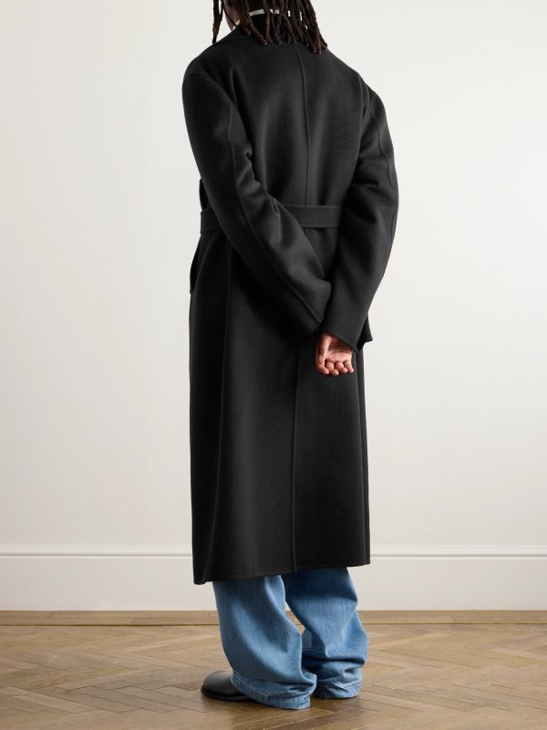 Double-Breasted Belted Double-Faced Cashmere Coat - BK Double-Breasted Belted Double-Faced Cashmere Coat - BK