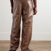Straight-Leg Glossed Textured-Leather Trousers - BK Straight-Leg Glossed Textured-Leather Trousers - BK