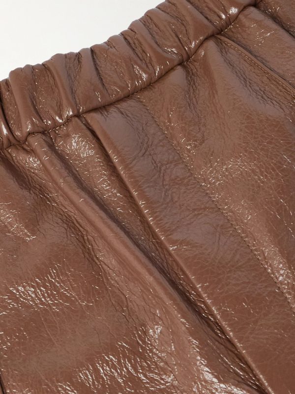Straight-Leg Glossed Textured-Leather Trousers - E1 Straight-Leg Glossed Textured-Leather Trousers - E1