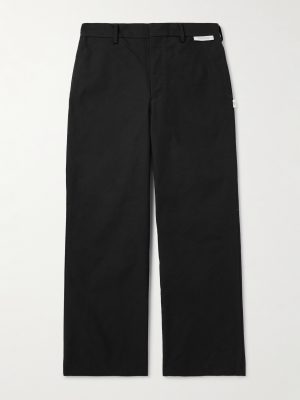 Straight-Leg Cropped Logo-Appliquéd Twill Trousers Straight-Leg Cropped Logo-Appliquéd Twill Trousers