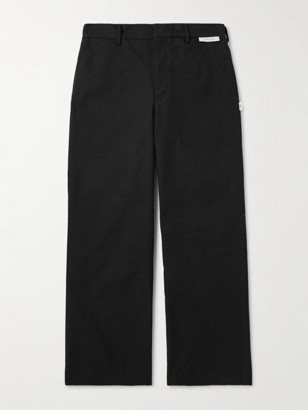 Straight-Leg Cropped Logo-Appliquéd Twill Trousers