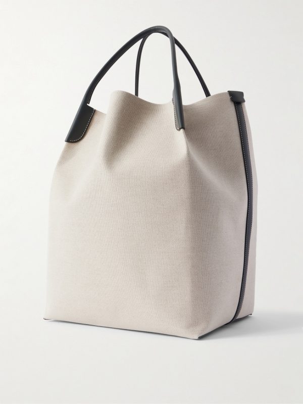 Bale Extra Large Leather-Trimmed Canvas Tote Bag - BK
