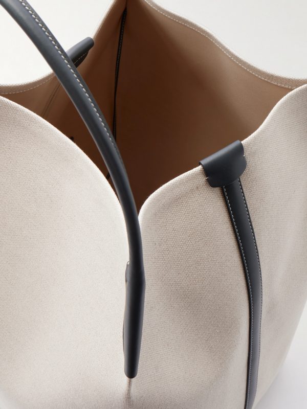 Bale Extra Large Leather-Trimmed Canvas Tote Bag - E1
