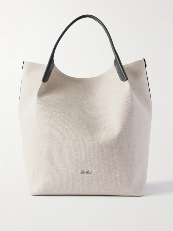 Bale Extra Large Leather-Trimmed Canvas Tote Bag