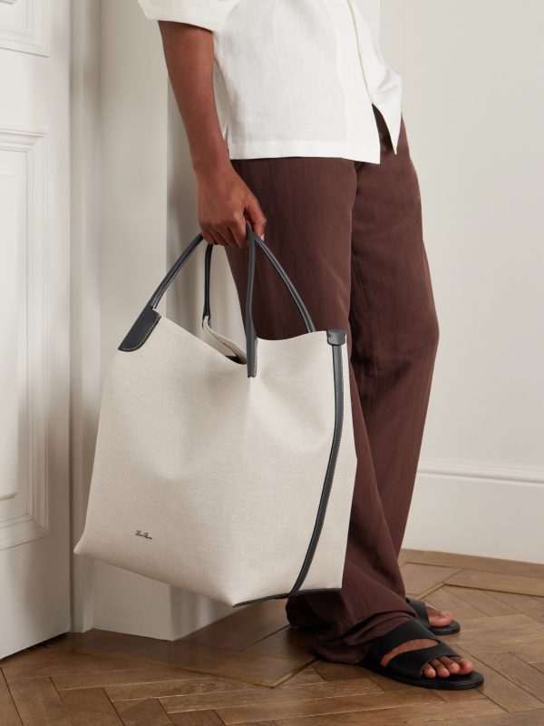 Bale Extra Large Leather-Trimmed Canvas Tote Bag - OU