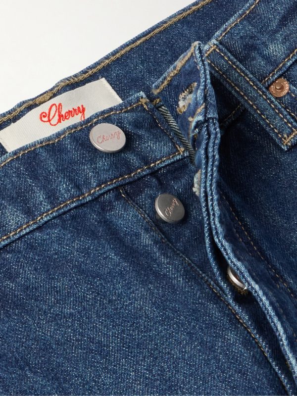 Straight-Leg Logo-Embroidered Jeans - E1 Straight-Leg Logo-Embroidered Jeans - E1
