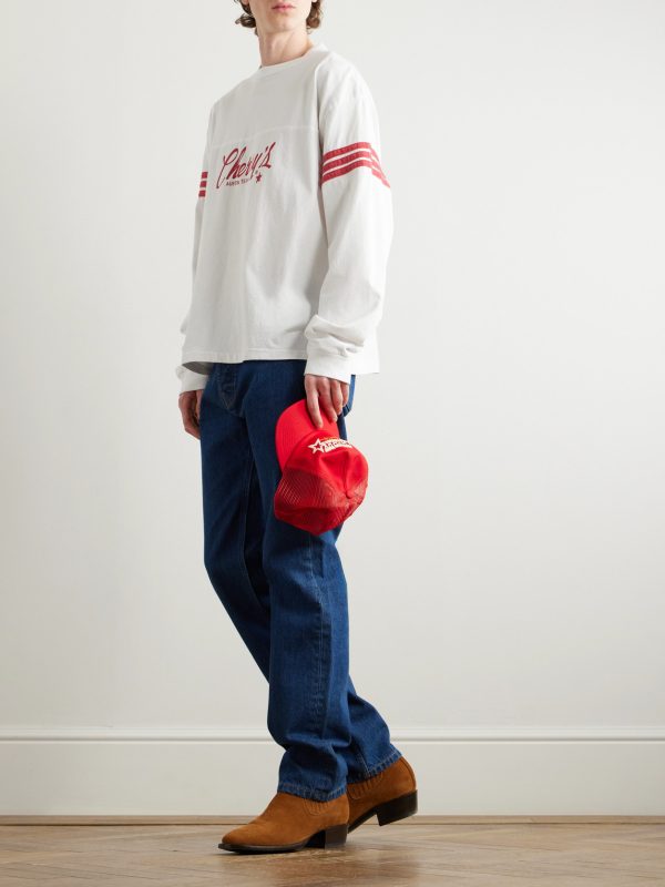 Straight-Leg Logo-Embroidered Jeans - OU Straight-Leg Logo-Embroidered Jeans - OU