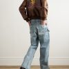 Oversized Logo-Print Leather Bomber Jacket - OU