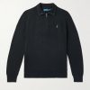 Logo-Embroidered Honeycomb-Knit Cotton Half-Zip Sweater