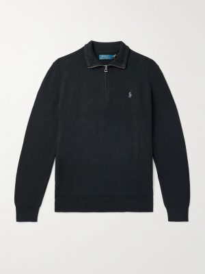 Logo-Embroidered Honeycomb-Knit Cotton Half-Zip Sweater Logo-Embroidered Honeycomb-Knit Cotton Half-Zip Sweater