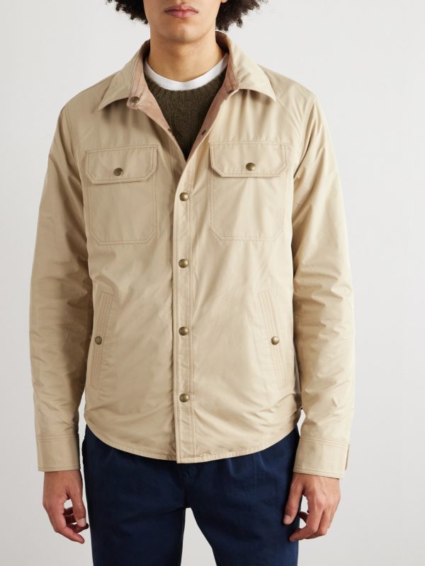 Reversible Logo-Appliquéd Suede and Shell Overshirt - E2 Reversible Logo-Appliquéd Suede and Shell Overshirt - E2