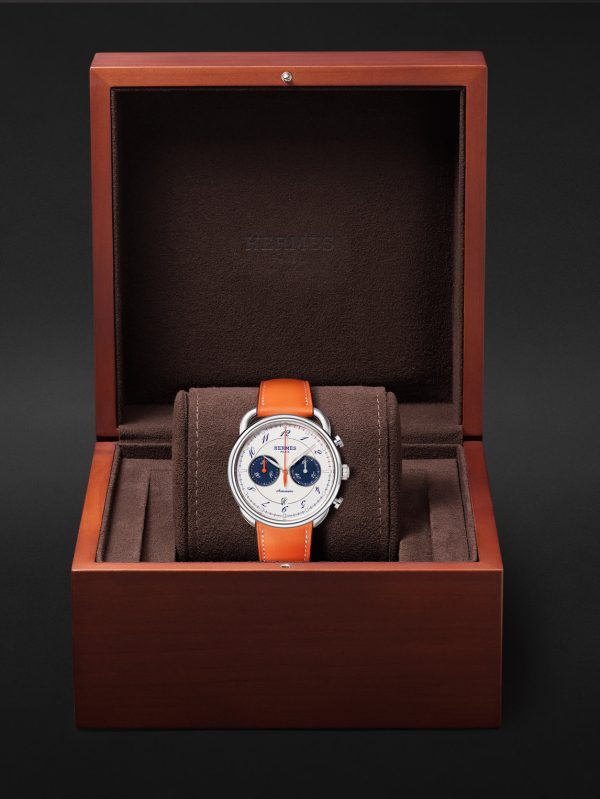 Arceau Chronographe Automatic 42mm Stainless Steel and Leather Watch, Ref. No. 404111WW00 - E3
