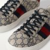 Ace Leather and Webbing-Trimmed Monogrammed Canvas Sneakers - CU Ace Leather and Webbing-Trimmed Monogrammed Canvas Sneakers - CU