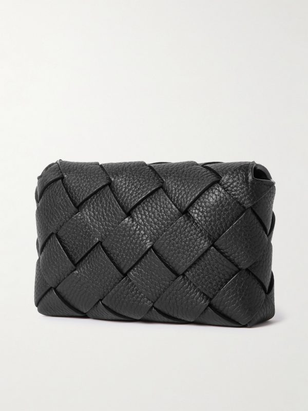 Small Diago Intrecciato Full-Grain Leather Messenger Bag - BK Small Diago Intrecciato Full-Grain Leather Messenger Bag - BK