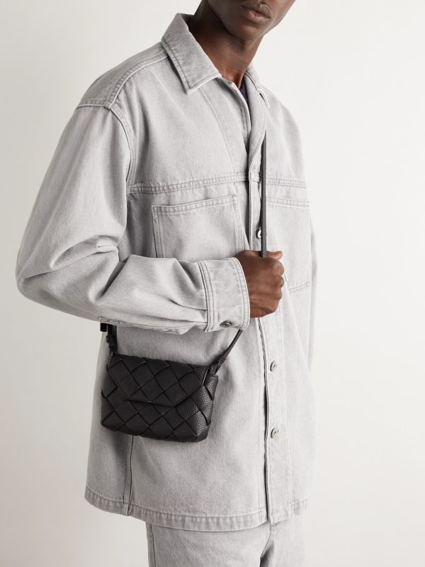 Small Diago Intrecciato Full-Grain Leather Messenger Bag - OU Small Diago Intrecciato Full-Grain Leather Messenger Bag - OU
