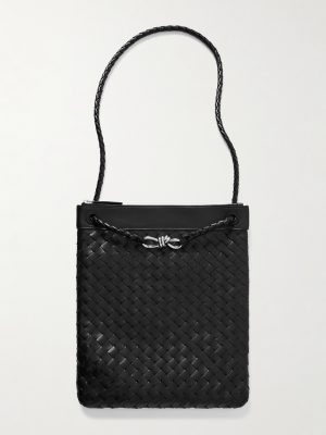 Flat Andiamo Intrecciato Leather Messenger Bag