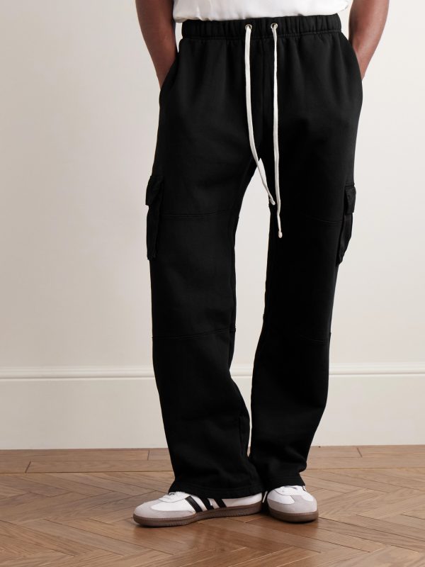 Heavyweight Straight-Leg Structured-Fleece Cotton-Jersey Drawstring Cargo Trousers - FR