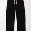 Heavyweight Straight-Leg Structured-Fleece Cotton-Jersey Drawstring Cargo Trousers