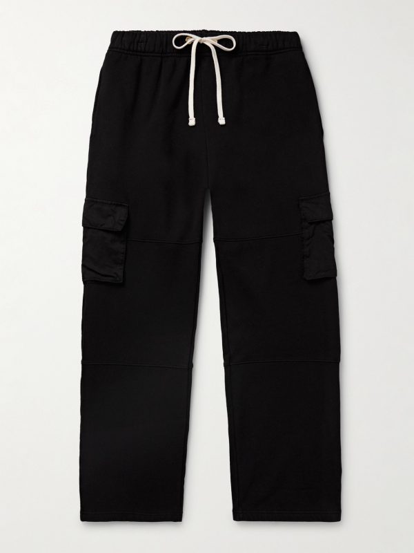 Heavyweight Straight-Leg Structured-Fleece Cotton-Jersey Drawstring Cargo Trousers