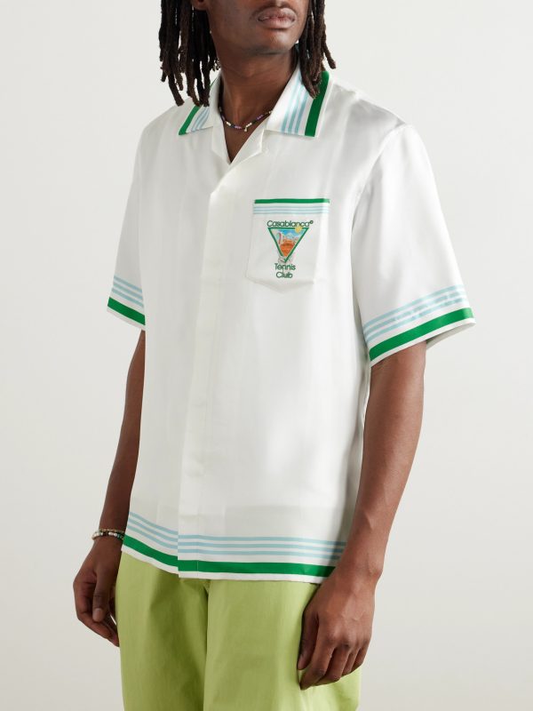 Metaphysical Tennis Icon Convertible-Collar Printed Silk-Twill Shirt - FR Metaphysical Tennis Icon Convertible-Collar Printed Silk-Twill Shirt - FR
