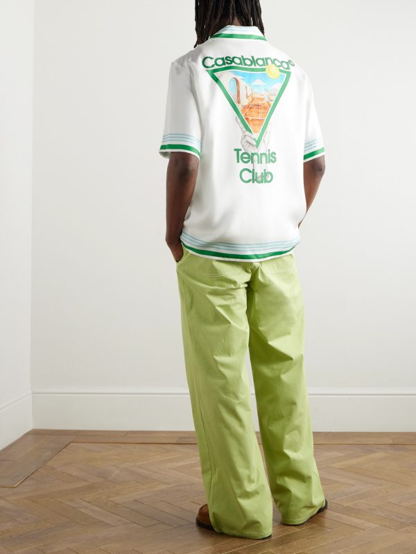 Metaphysical Tennis Icon Convertible-Collar Printed Silk-Twill Shirt - OU Metaphysical Tennis Icon Convertible-Collar Printed Silk-Twill Shirt - OU