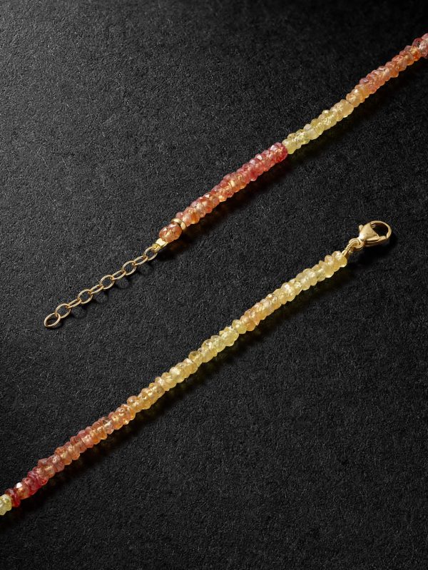 Gold Beaded Sapphire Necklace - BK Gold Beaded Sapphire Necklace - BK