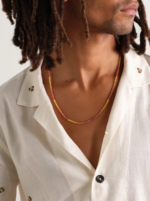 Gold Beaded Sapphire Necklace - FR Gold Beaded Sapphire Necklace - FR