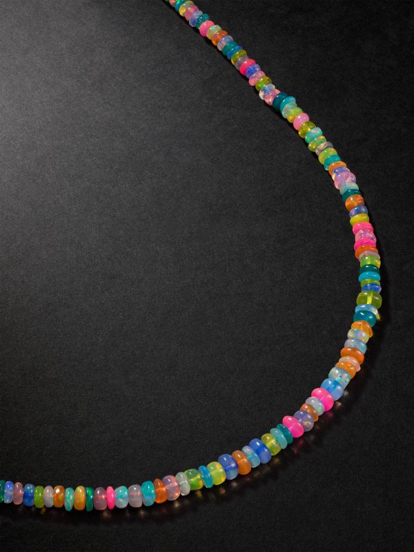Gold Opal Beaded Necklace