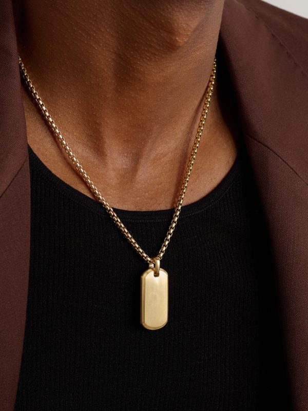 Chevron Tag Brushed 18-Karat Gold Pendant - FR Chevron Tag Brushed 18-Karat Gold Pendant - FR