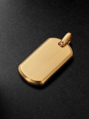 Chevron Tag Brushed 18-Karat Gold Pendant Chevron Tag Brushed 18-Karat Gold Pendant