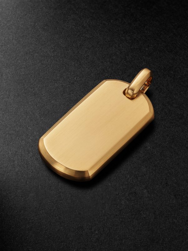 Chevron Tag Brushed 18-Karat Gold Pendant Chevron Tag Brushed 18-Karat Gold Pendant