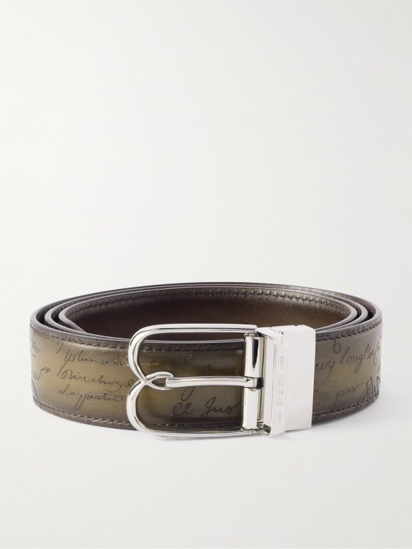 B Volute 3.5cm Scritto Venezia Leather Belt