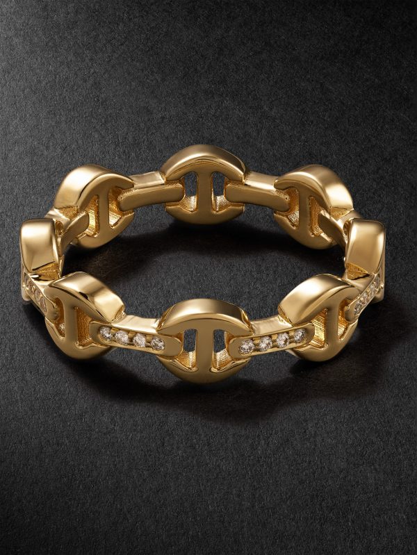 Dame Tri-Link 18-Karat Gold Diamond Ring - BK