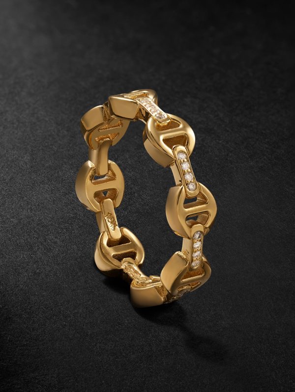 Dame Tri-Link 18-Karat Gold Diamond Ring