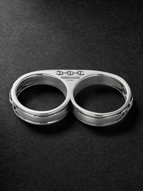 Bonded Double Barrel Knuckle Sterling Silver Ring - BK