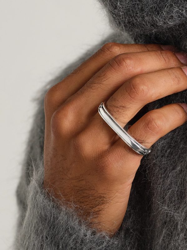 Bonded Double Barrel Knuckle Sterling Silver Ring - FR