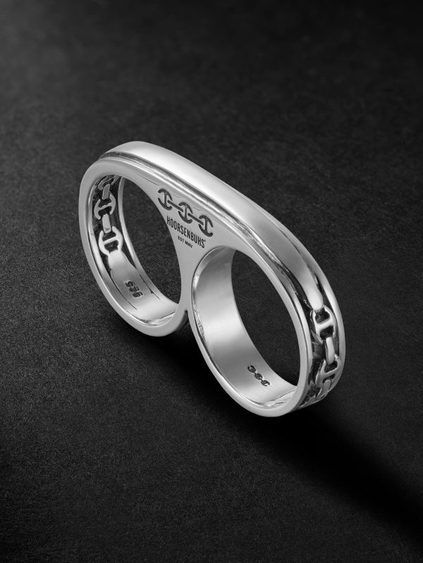Bonded Double Barrel Knuckle Sterling Silver Ring