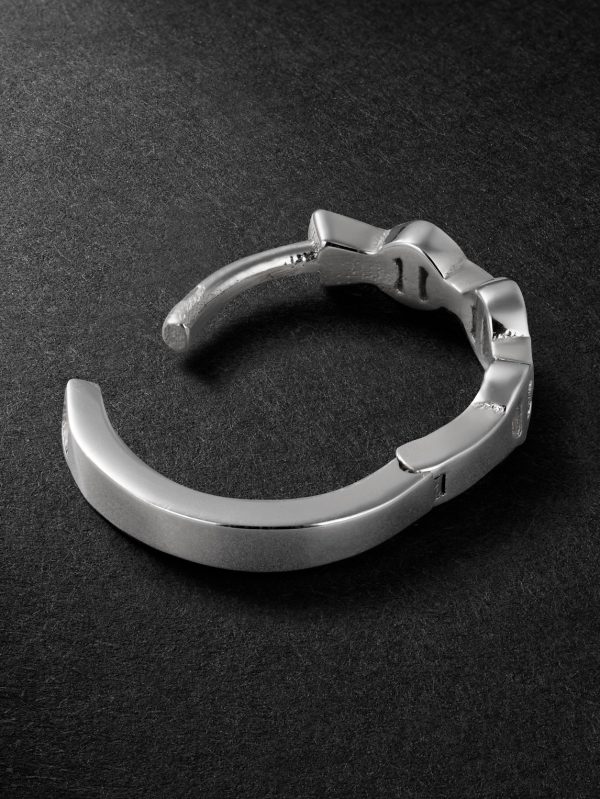 18-Karat White Gold Diamond Single Hoop Earring - BK 18-Karat White Gold Diamond Single Hoop Earring - BK