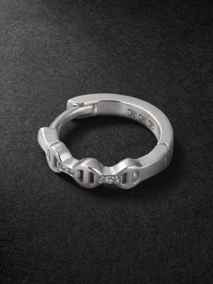 18-Karat White Gold Diamond Single Hoop Earring 18-Karat White Gold Diamond Single Hoop Earring